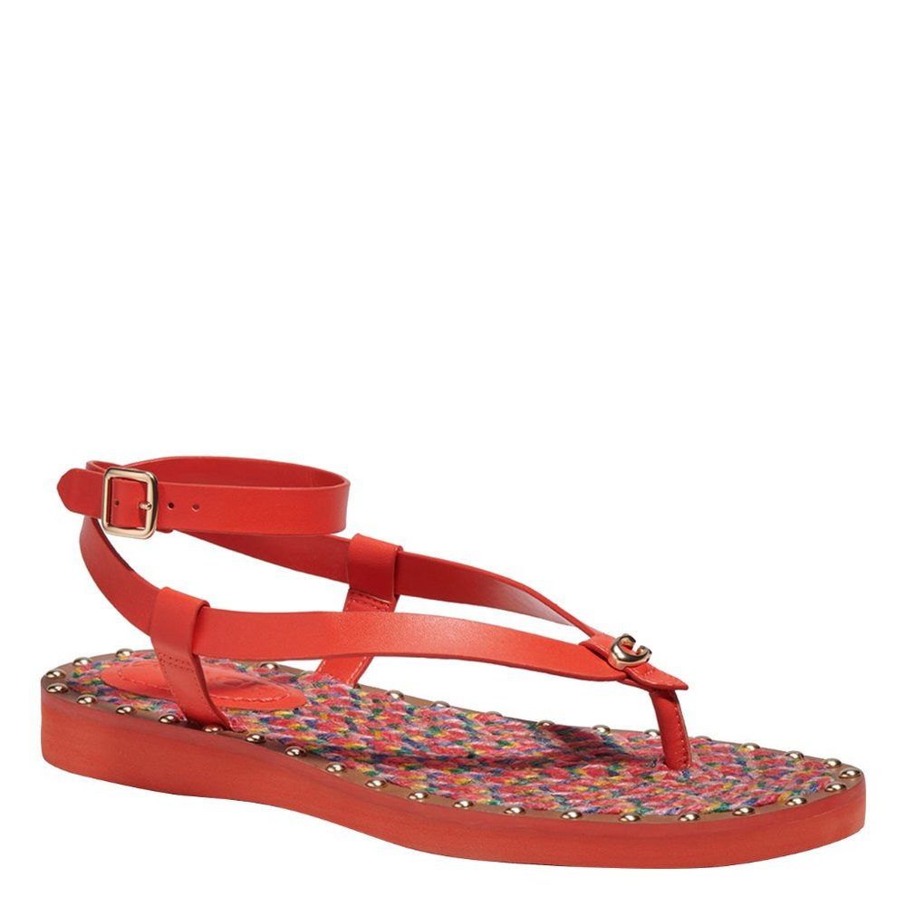 COACH Gracey Leather Red Orange Sandal Size 7 NEW WITH BOX - Picture 2 of 12